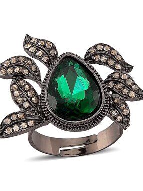 Austrian Green Glass Leaf Ring